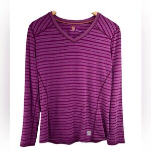 Carhartt Force Long Sleeve Fuchsia Striped Tee Womens Medium